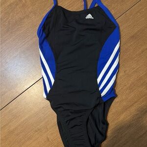 Girls’ Adidas Black and Blue One-Piece Swimsuit